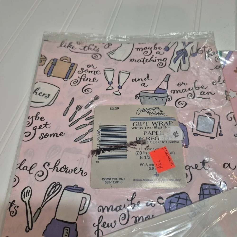 4 Assorted Vintage Gift Wrap Wrapping Paper Sheets Baby Shower & Wedding